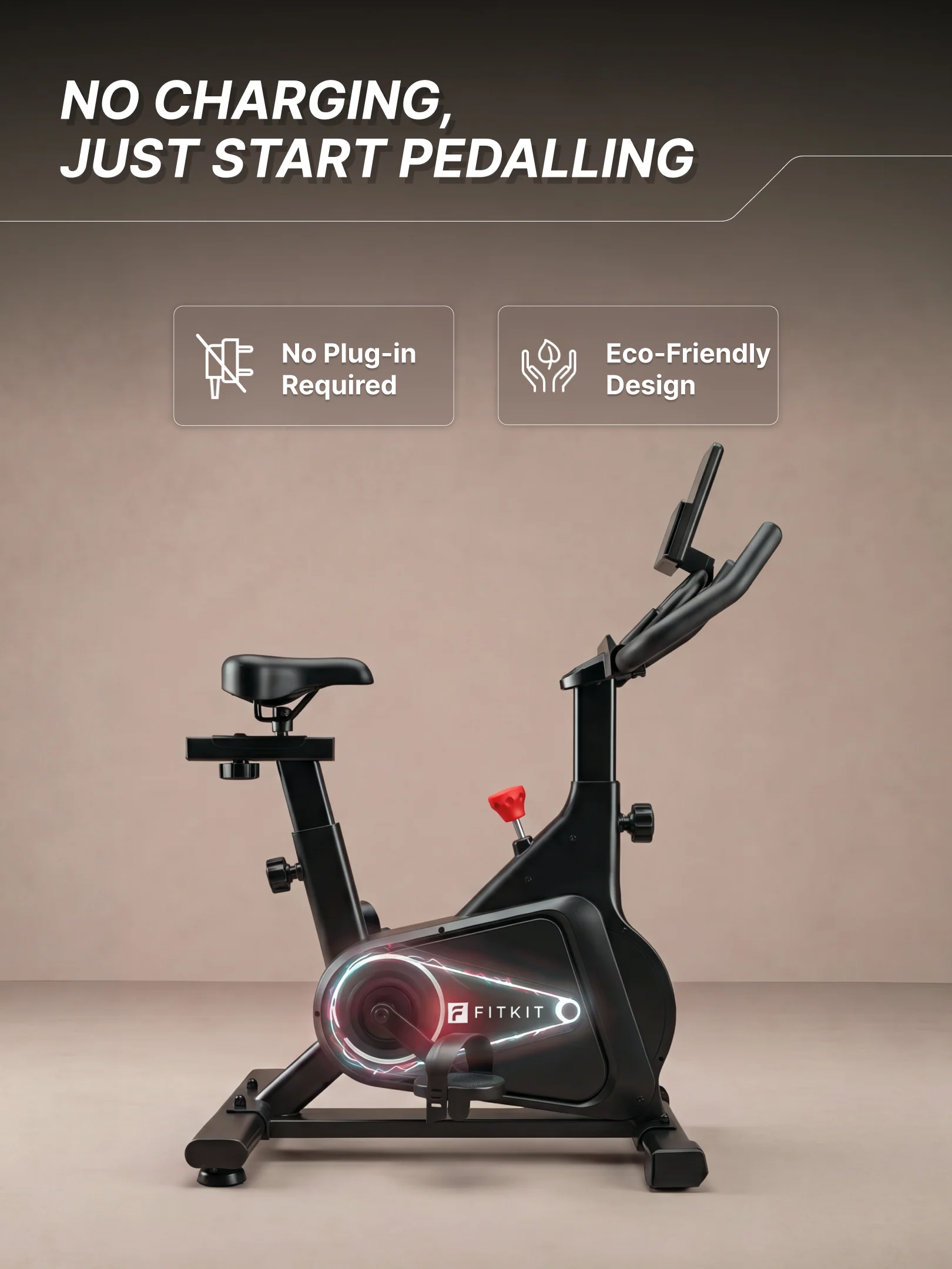 Fitkit by Cult FK8002 Spin Bike with 4 Kg Flywheel, LCD display, Adjustable Brake Pad Resistance with Belt Drive System for Fitness at Home Workouts | Max Weight : 140 kg (Black) - Image 6