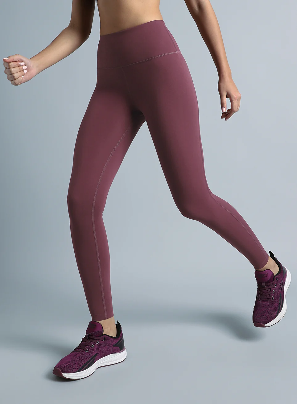 Wine High Waist Solid Active Tights