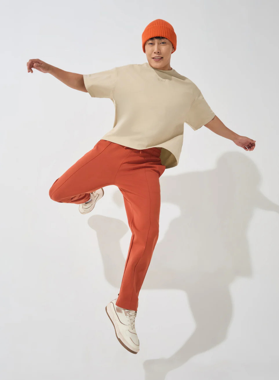 Men's Beige Soft Form Oversized T-shirt - Image 2