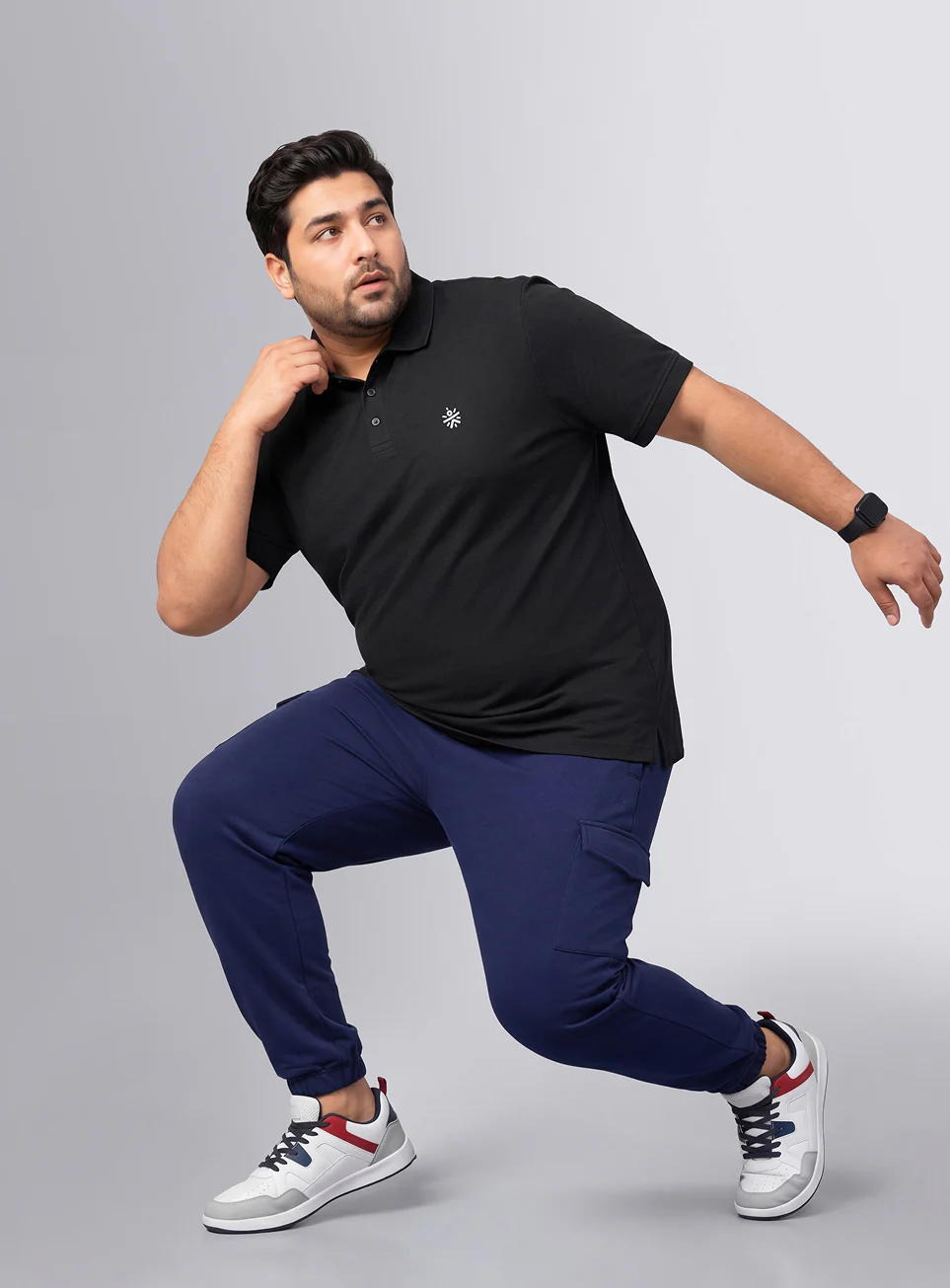 Men's Black All Day Play Plus Size Polo T-shirt - Image 3