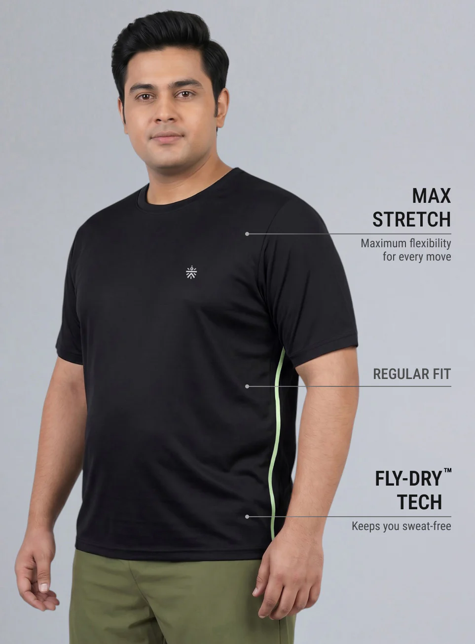Men's Black All Format Plus size Training T-shirt - Image 5