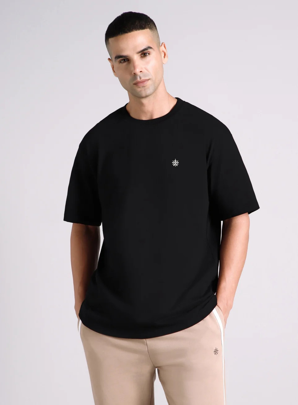 Men's Black Built-In Motion Graphic Oversized T-shirt - Image 4
