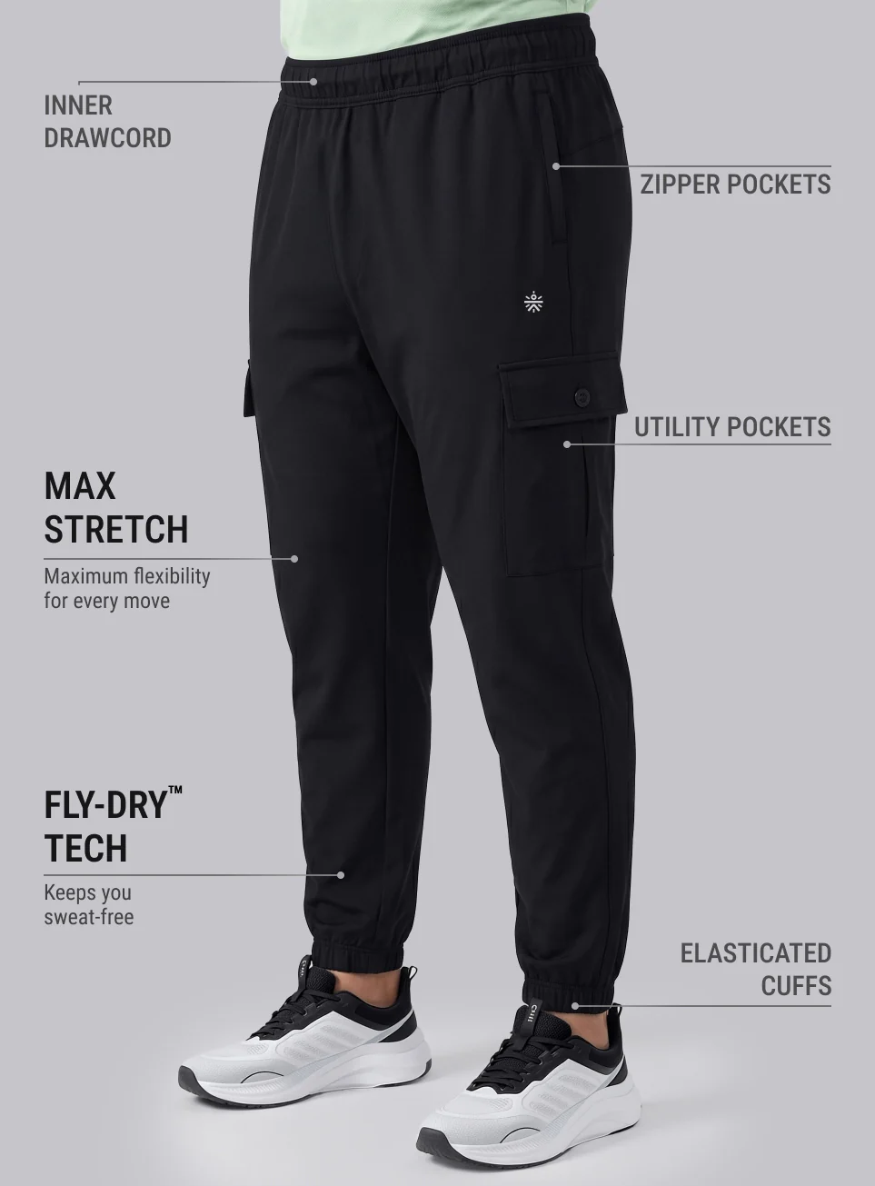 Men's Black Cargo Training Plus Size Joggers - Image 5