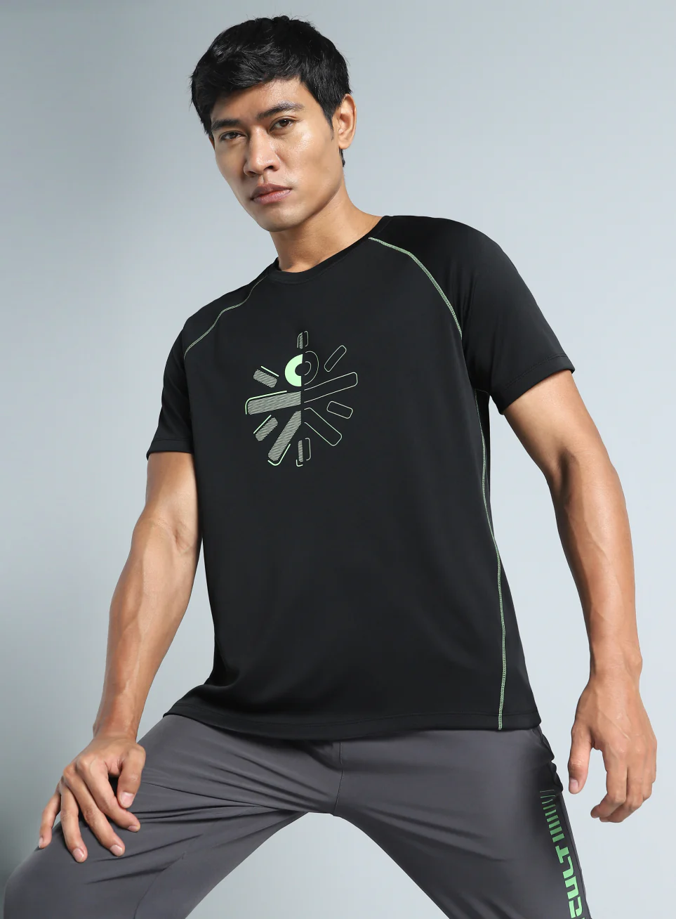 Men's Black Cult Branded Recycled Poly Performance T-shirt