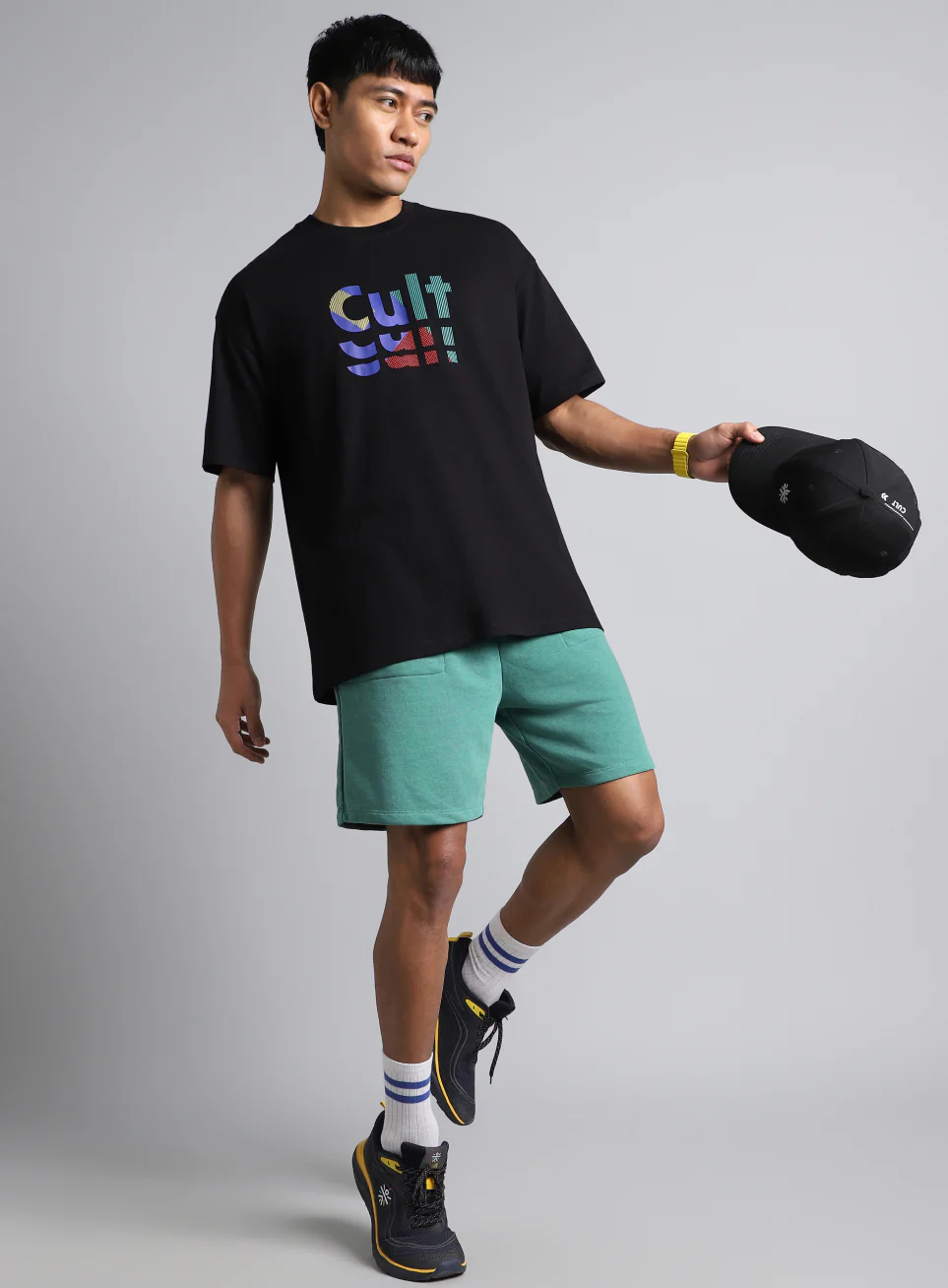 Men's Black Cult Graphic Oversized Fit T-shirt - Image 2