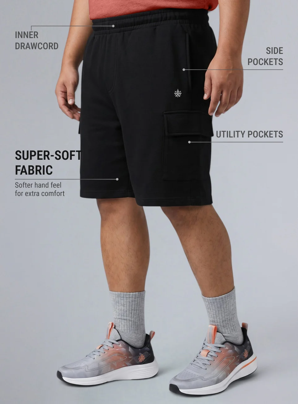 Men's Black Move all Day Plus Size Cargo Shorts - Image 5