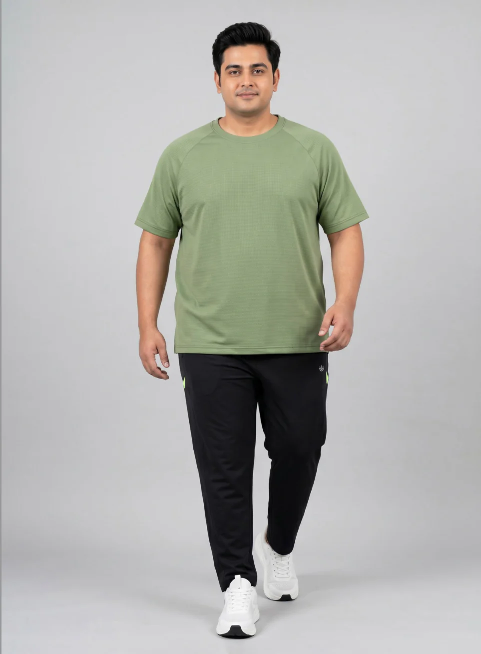 Men's Black Power Pop Plus Size Straight Fit Trackpants - Image 3