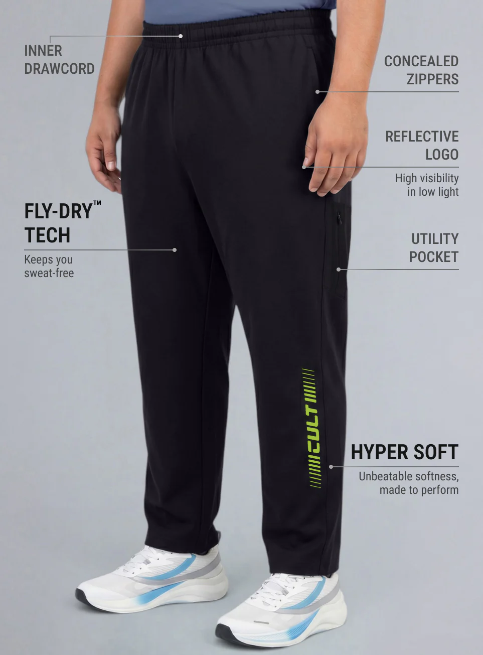 Men's Black Pro Movement Runner's Plus Size Trackpants - Image 5