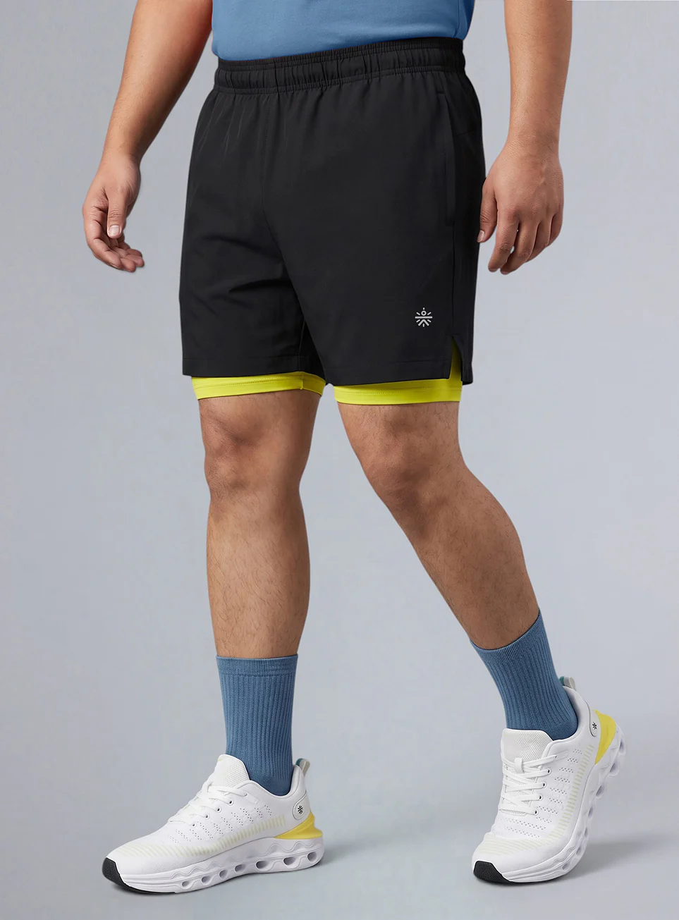 Men's Black Running Plus Size In-Built Shorts