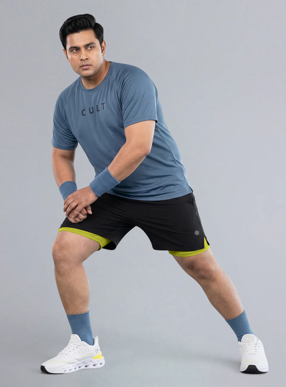 Men's Black Running Plus Size In-Built Shorts - Image 2
