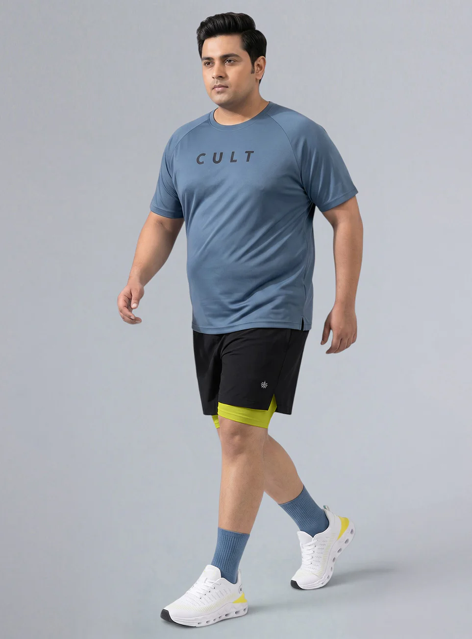 Men's Black Running Plus Size In-Built Shorts - Image 3