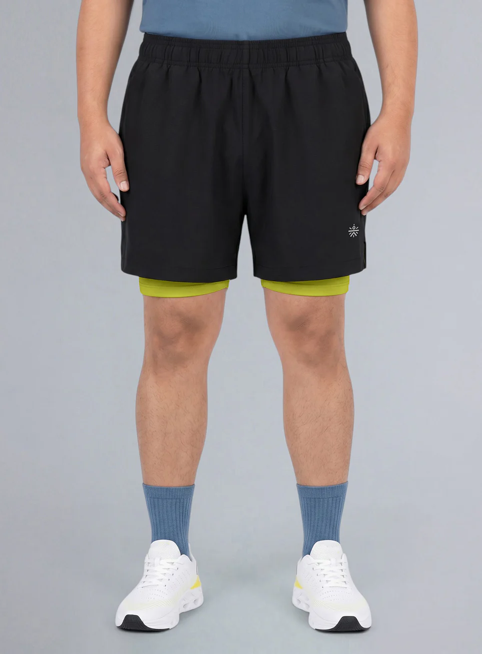 Men's Black Running Plus Size In-Built Shorts - Image 4
