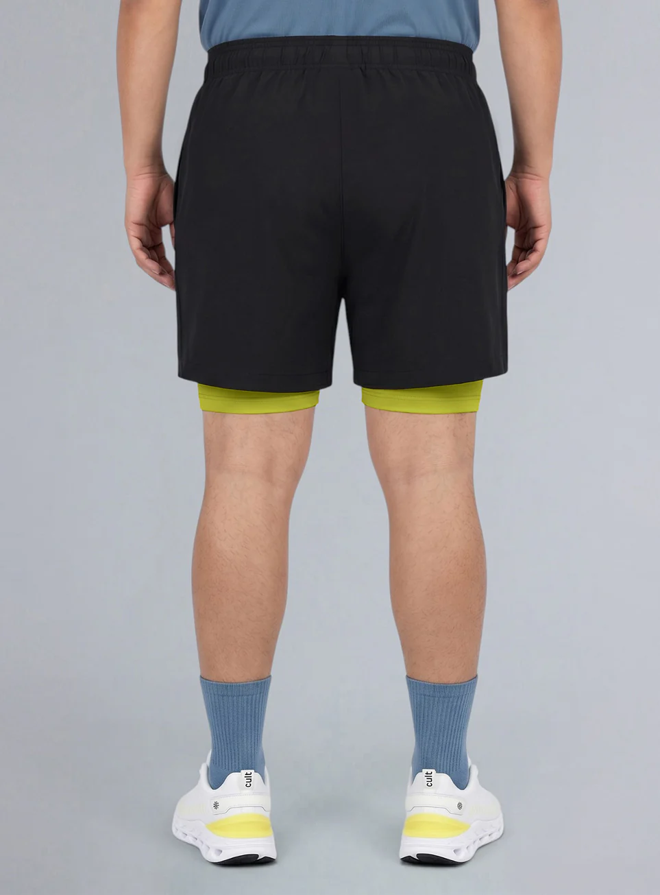 Men's Black Running Plus Size In-Built Shorts - Image 6