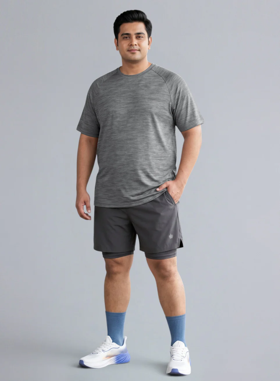 Men's Black Textured Performance Plus Size T-shirt - Image 2