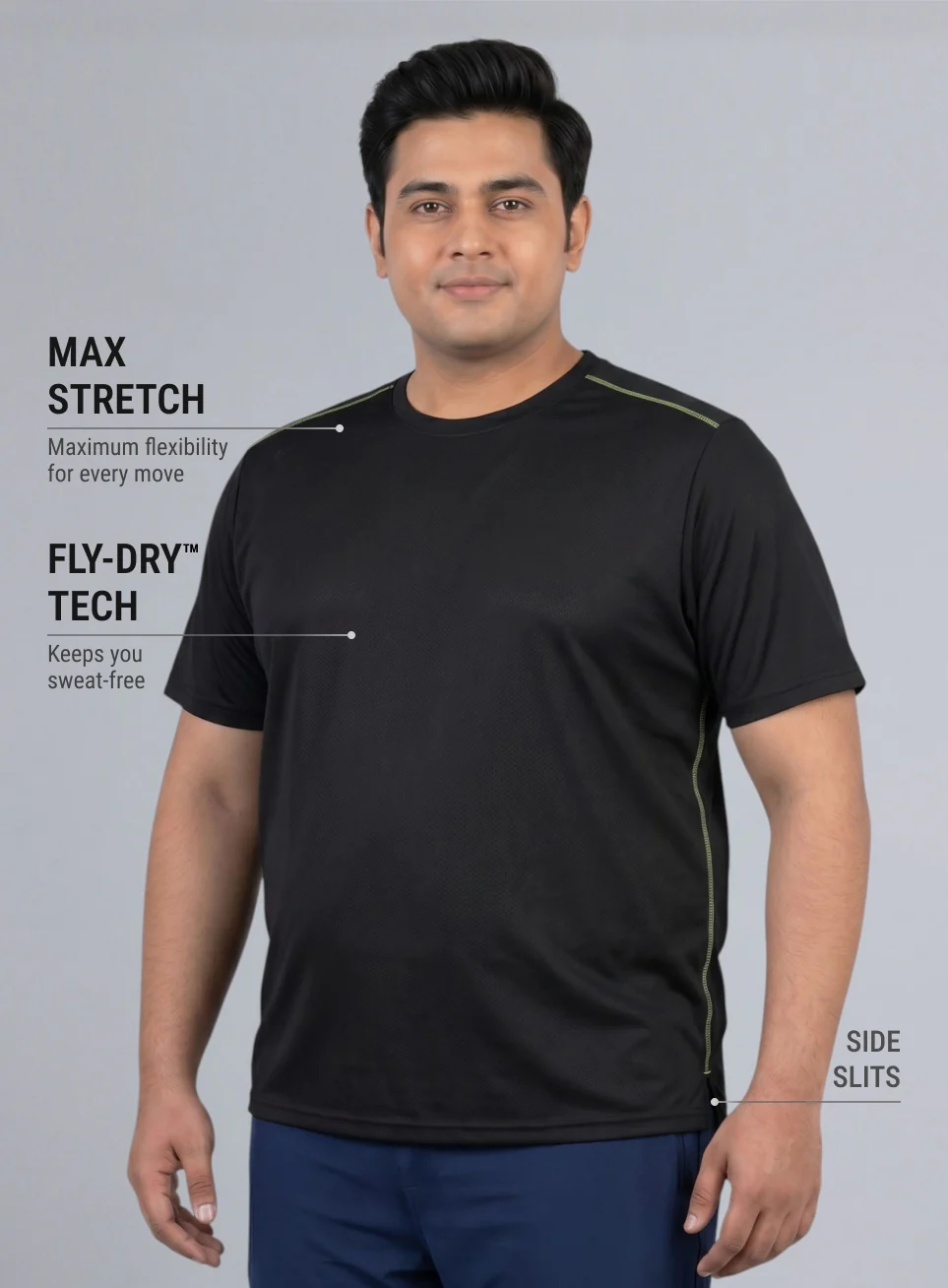 Men's Black Training Essential Plus Size T-shirt - Image 5