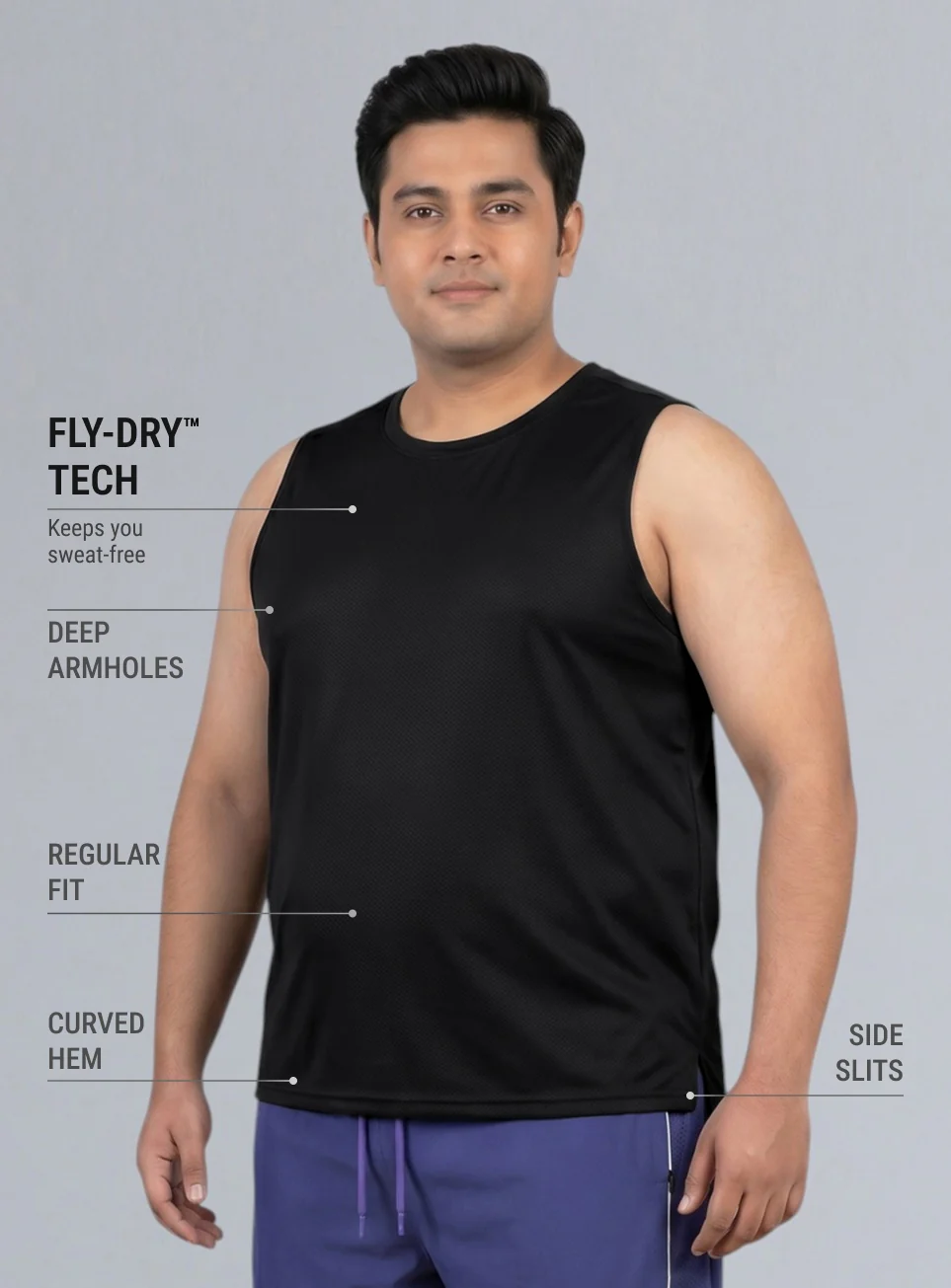 Men's Black Training Essential Plus size Tank - Image 5