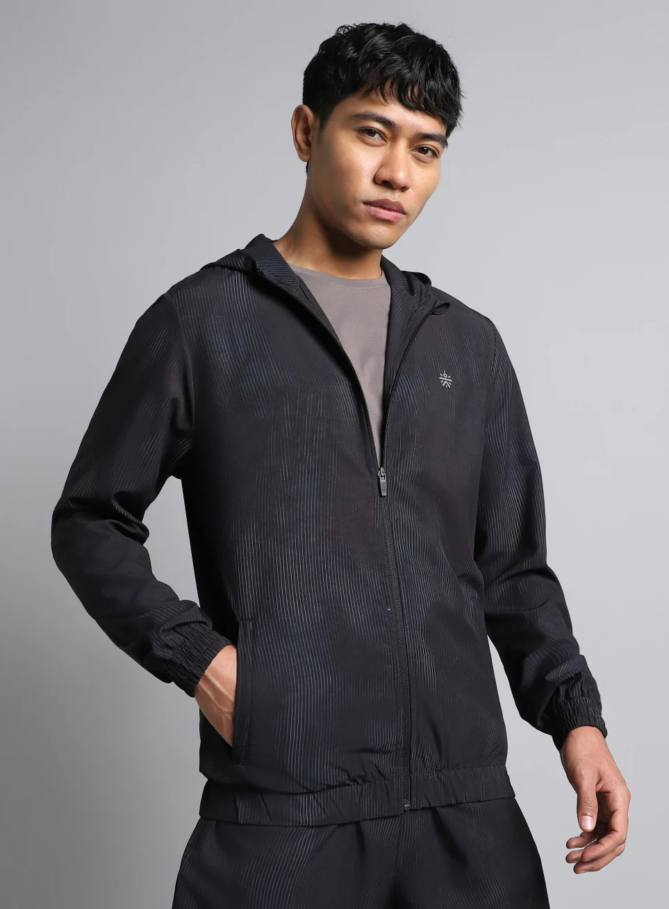 Men's Black Urban Camo Run Lightweight Jacket