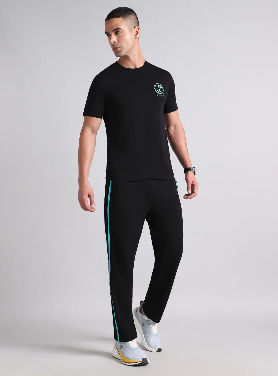 Men's Black V-Man Miniature Print T-shirt - Image 2