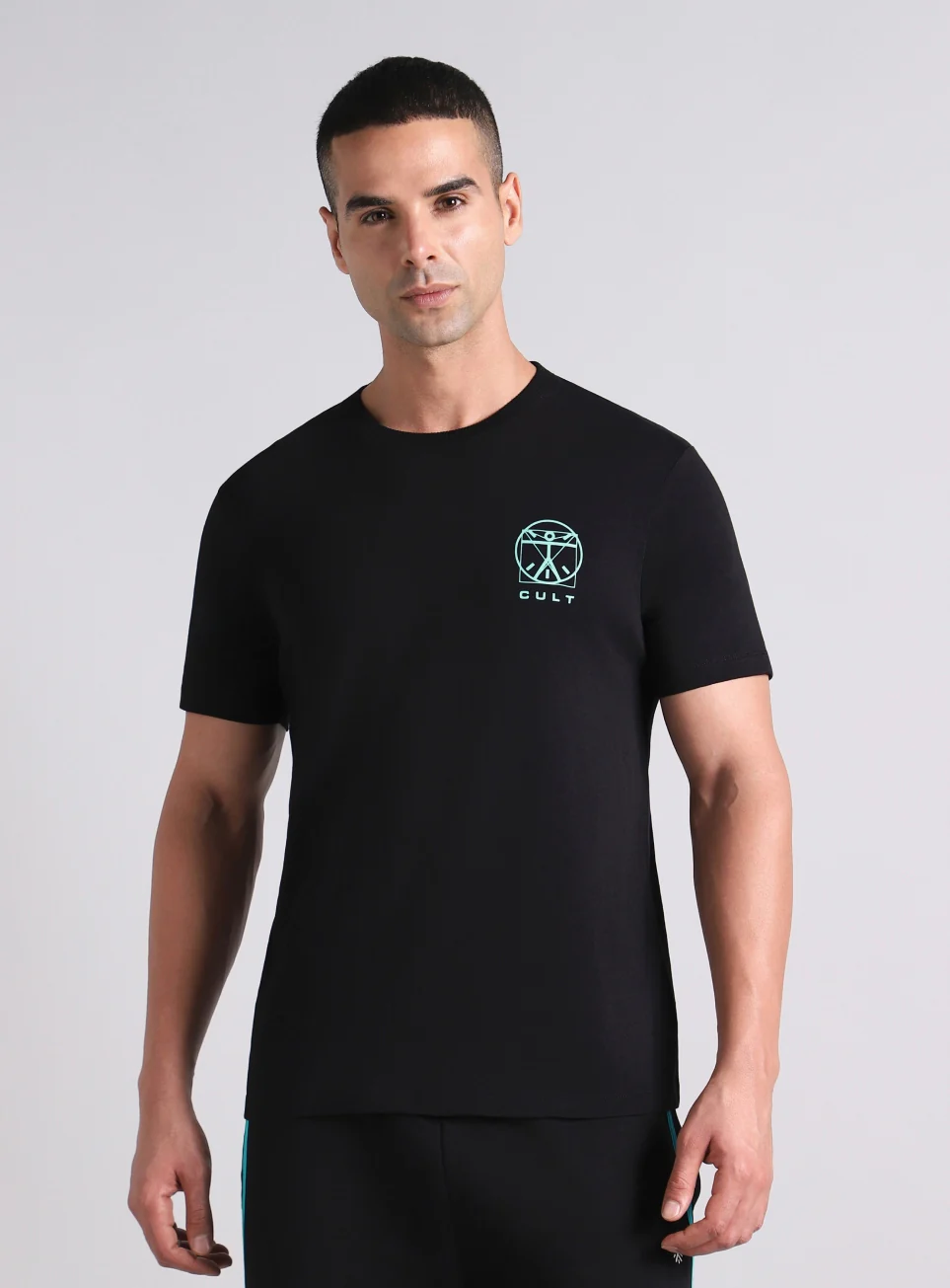 Men's Black V-Man Miniature Print T-shirt - Image 4