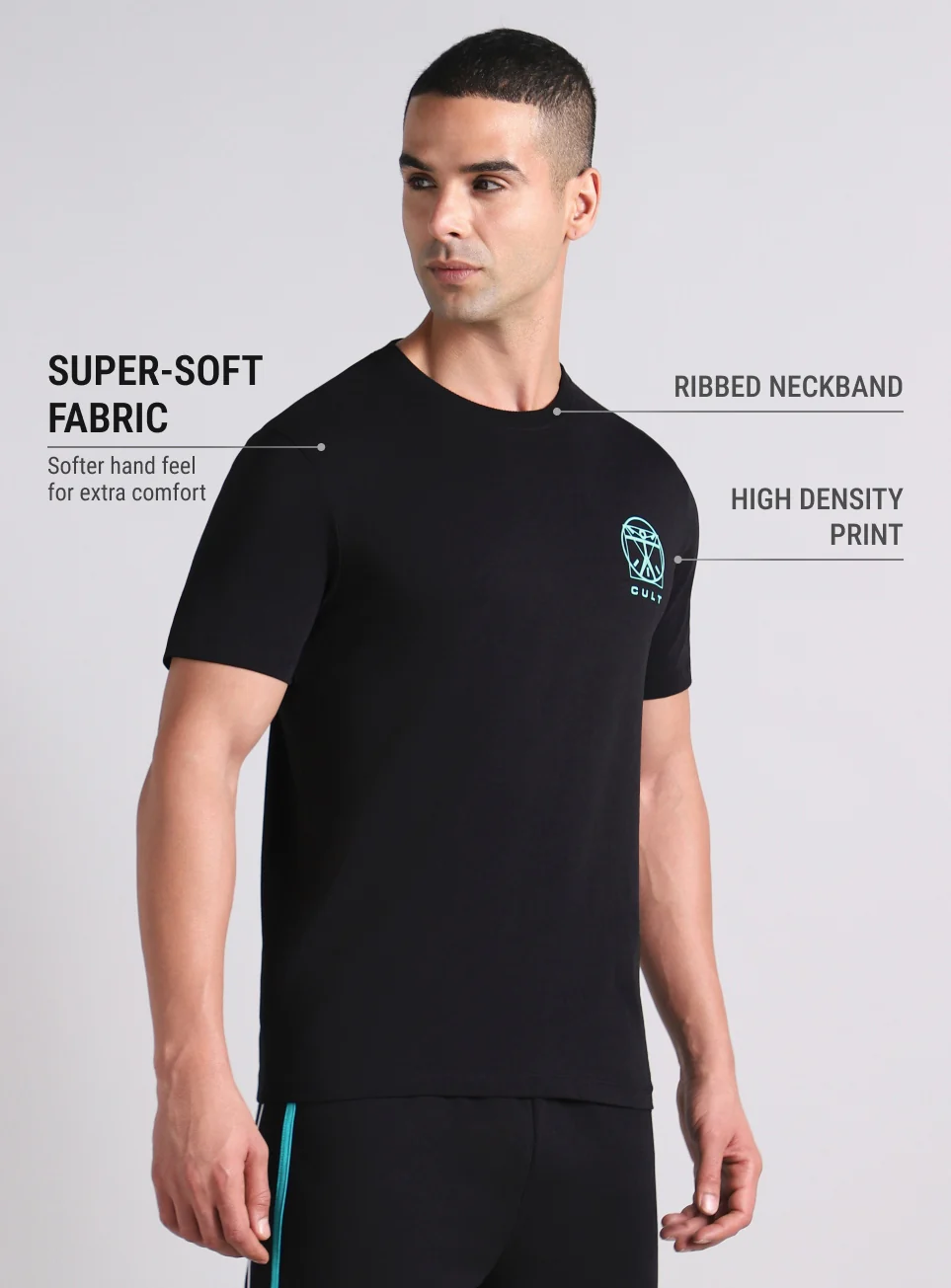 Men's Black V-Man Miniature Print T-shirt - Image 5