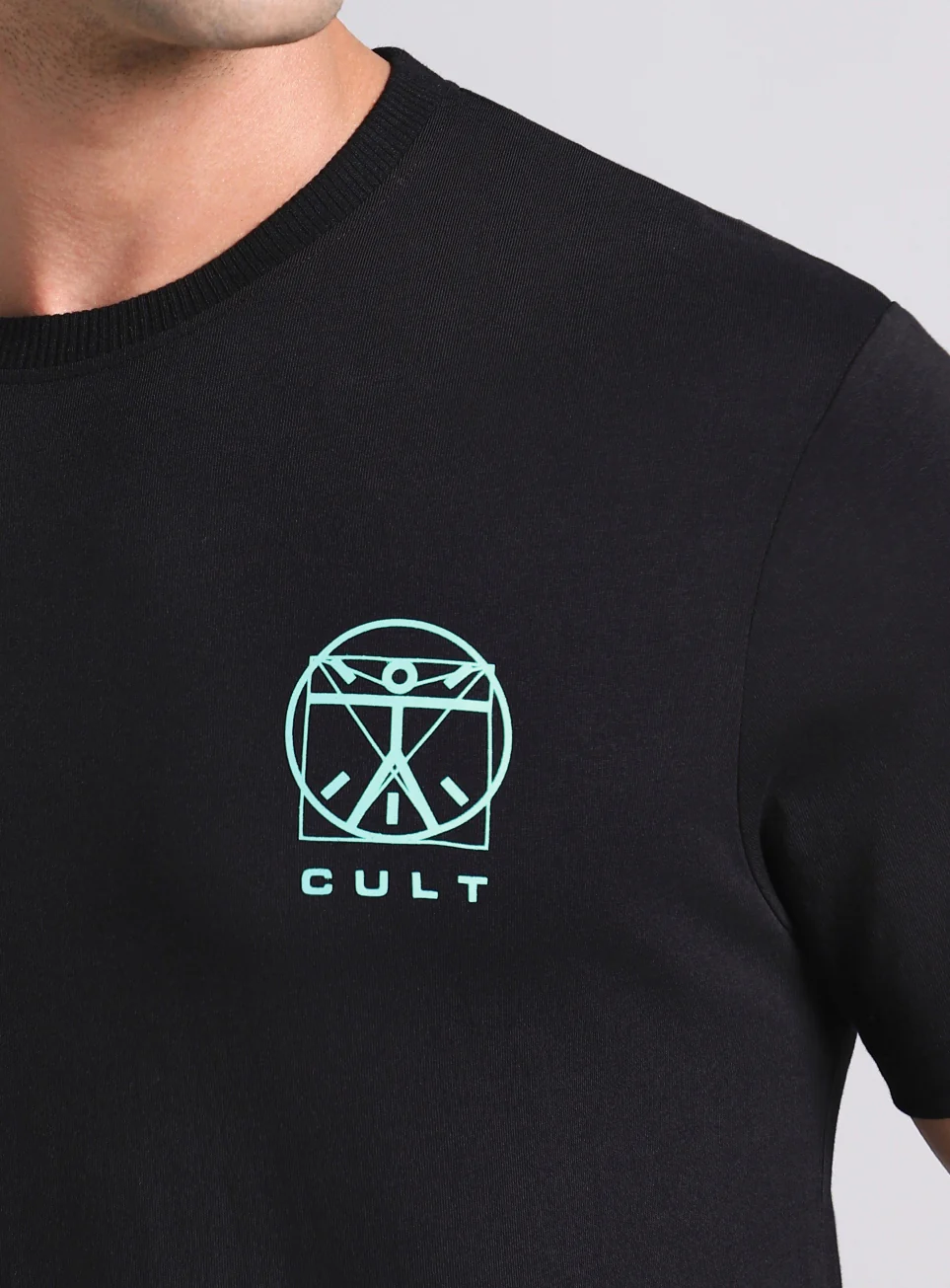 Men's Black V-Man Miniature Print T-shirt - Image 7