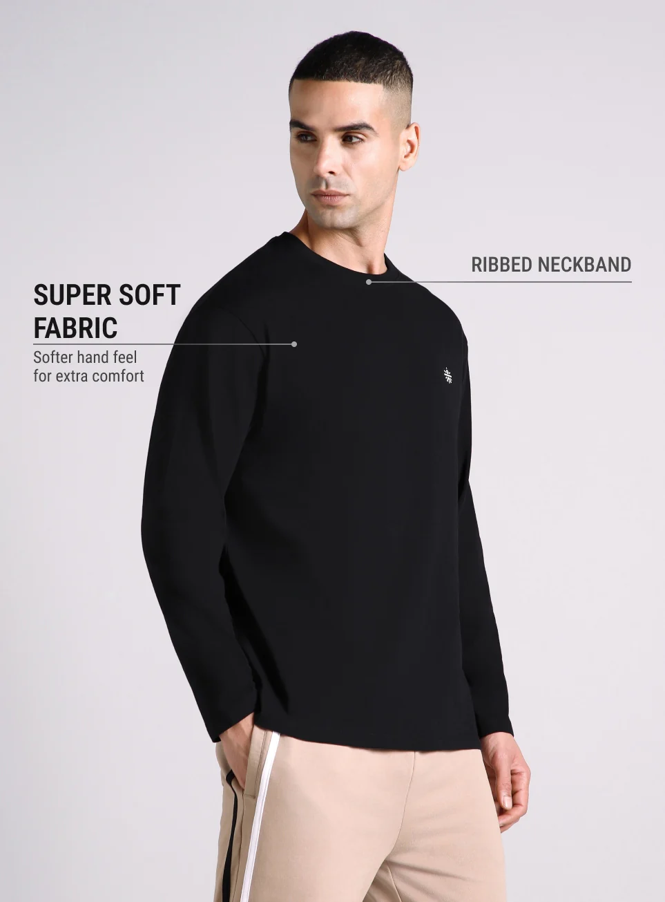 Men's Black V-Man Relaxed Fit Full Sleeve T-shirt - Image 5