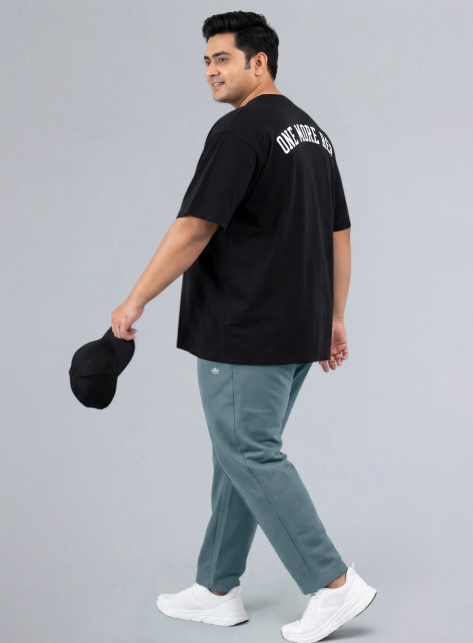 Men's Blue All Day Play Plus Size Straight Fit Trackpants - Image 3