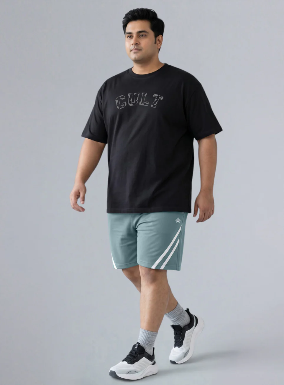 Men's Blue Contrast Panel Plus Size Shorts - Image 3
