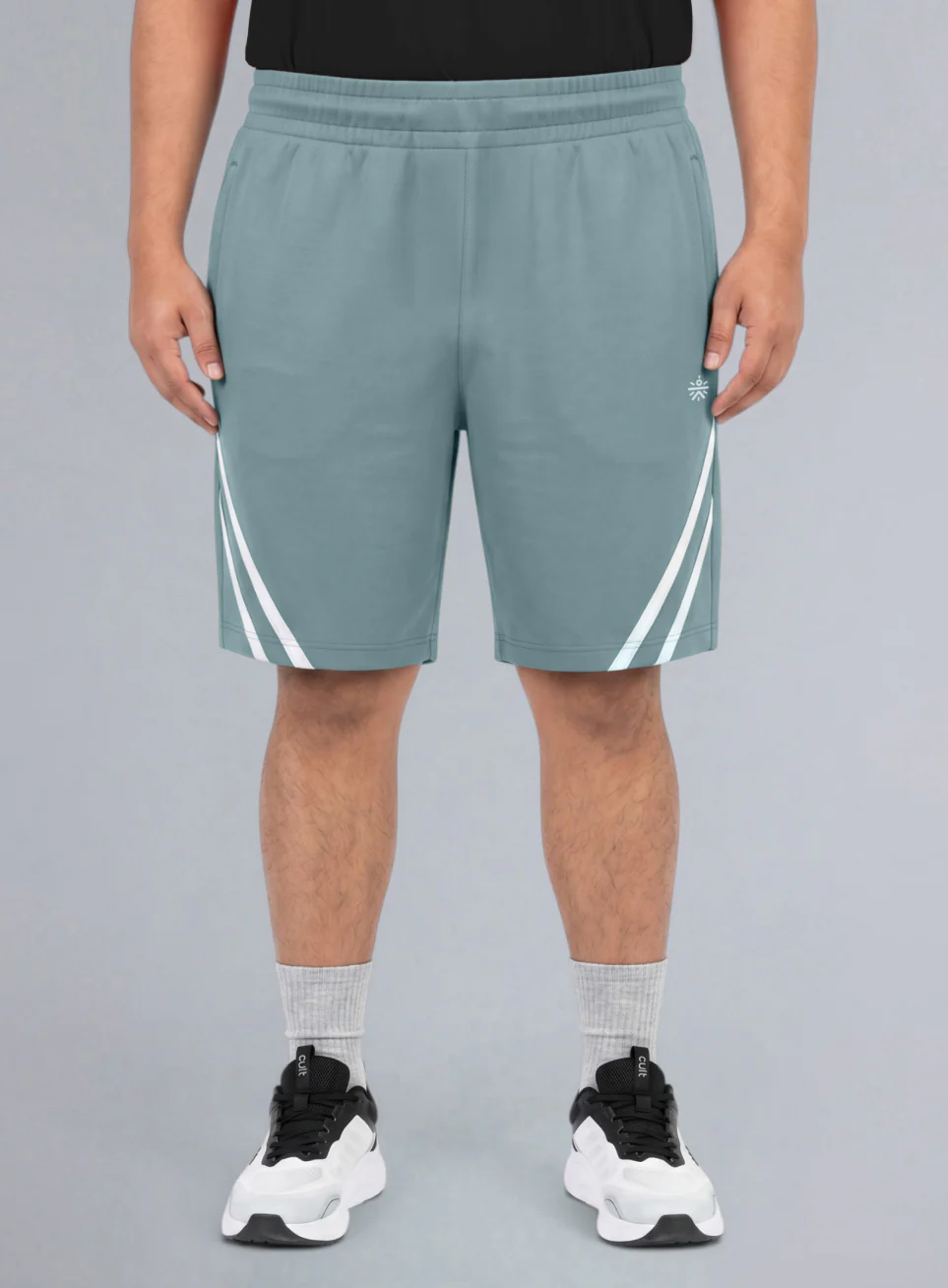 Men's Blue Contrast Panel Plus Size Shorts - Image 4