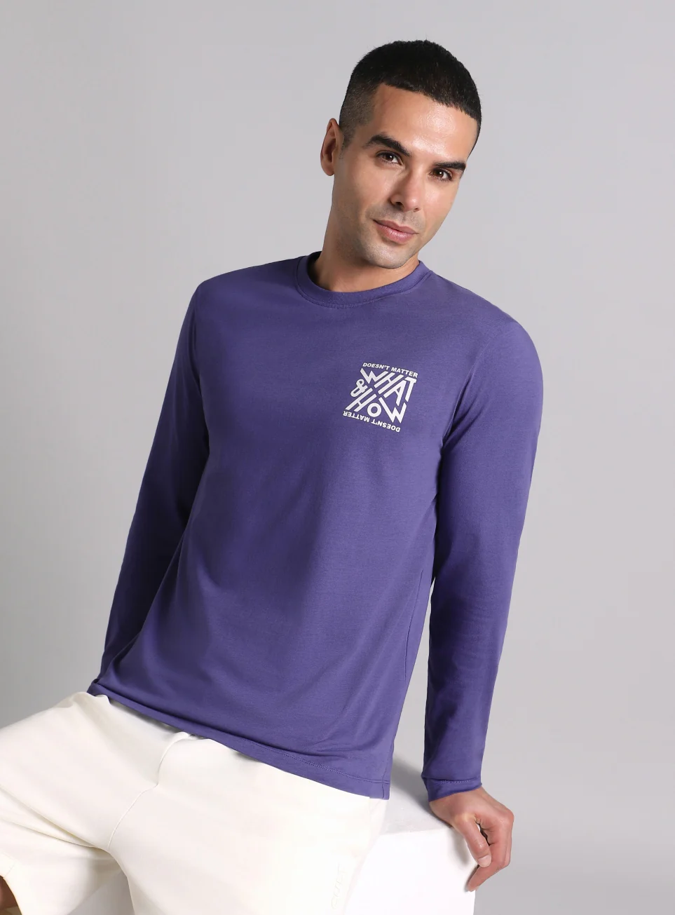 Men's Blue Cult Graphic Full Sleeve T-shirt