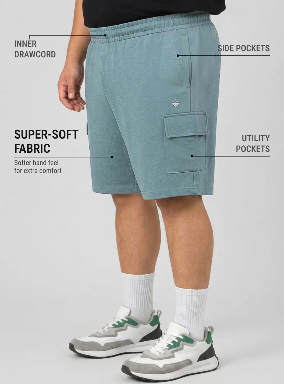 Men's Blue Move All Day Plus Size Cargo Shorts - Image 5