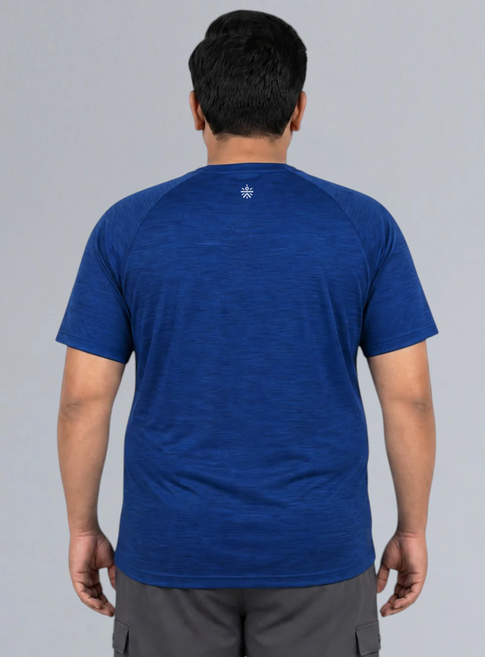 Men's Blue Textured Performance Plus Size T-shirt - Image 6