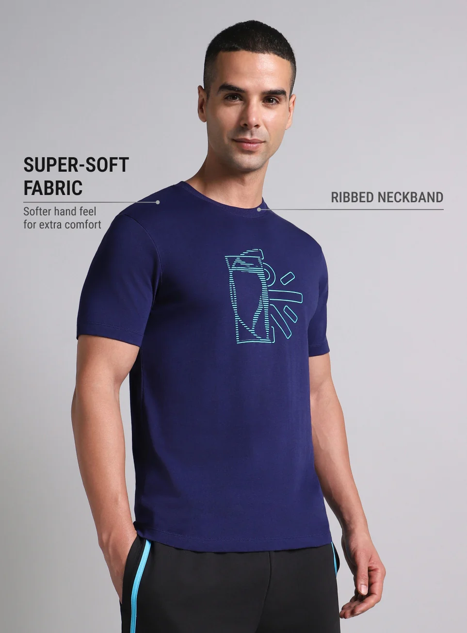 Men's Blue V-Man Cult Graphic T-shirt - Image 5