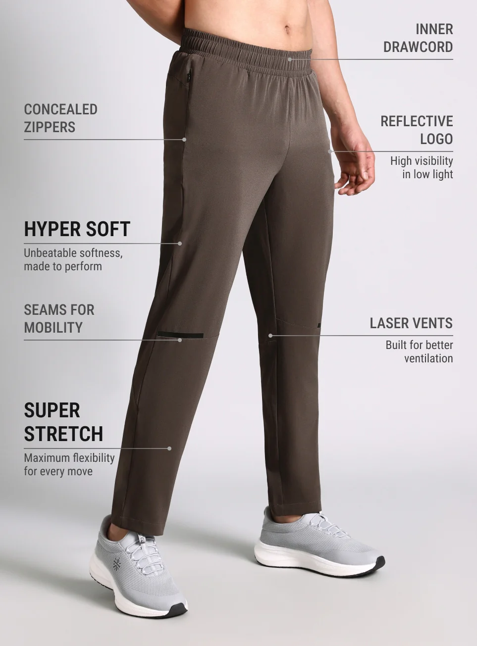 Men's Brown High Impact Running Trackpants - Image 5