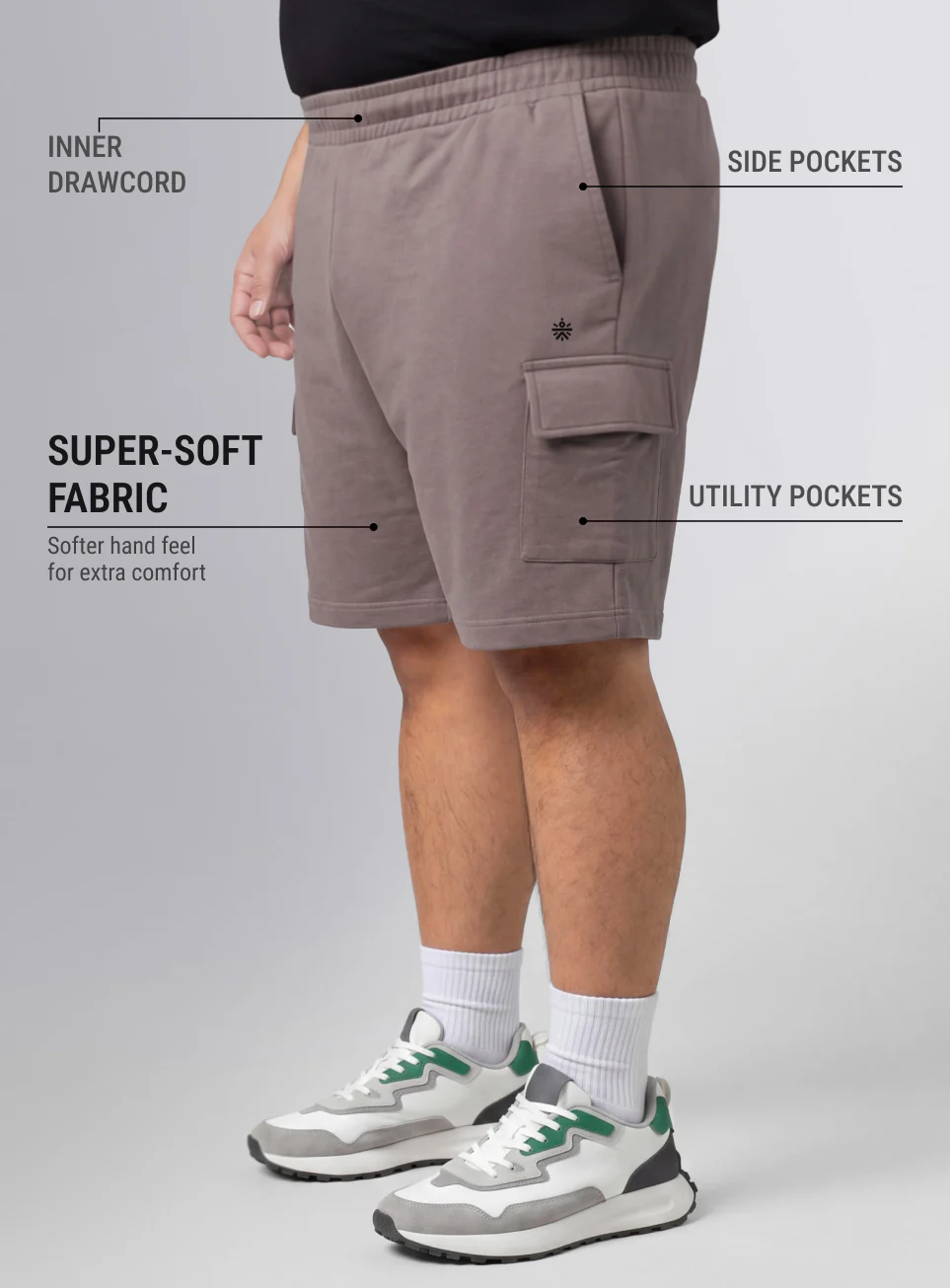 Men's Brown Move All Day Plus Size Cargo Shorts - Image 5