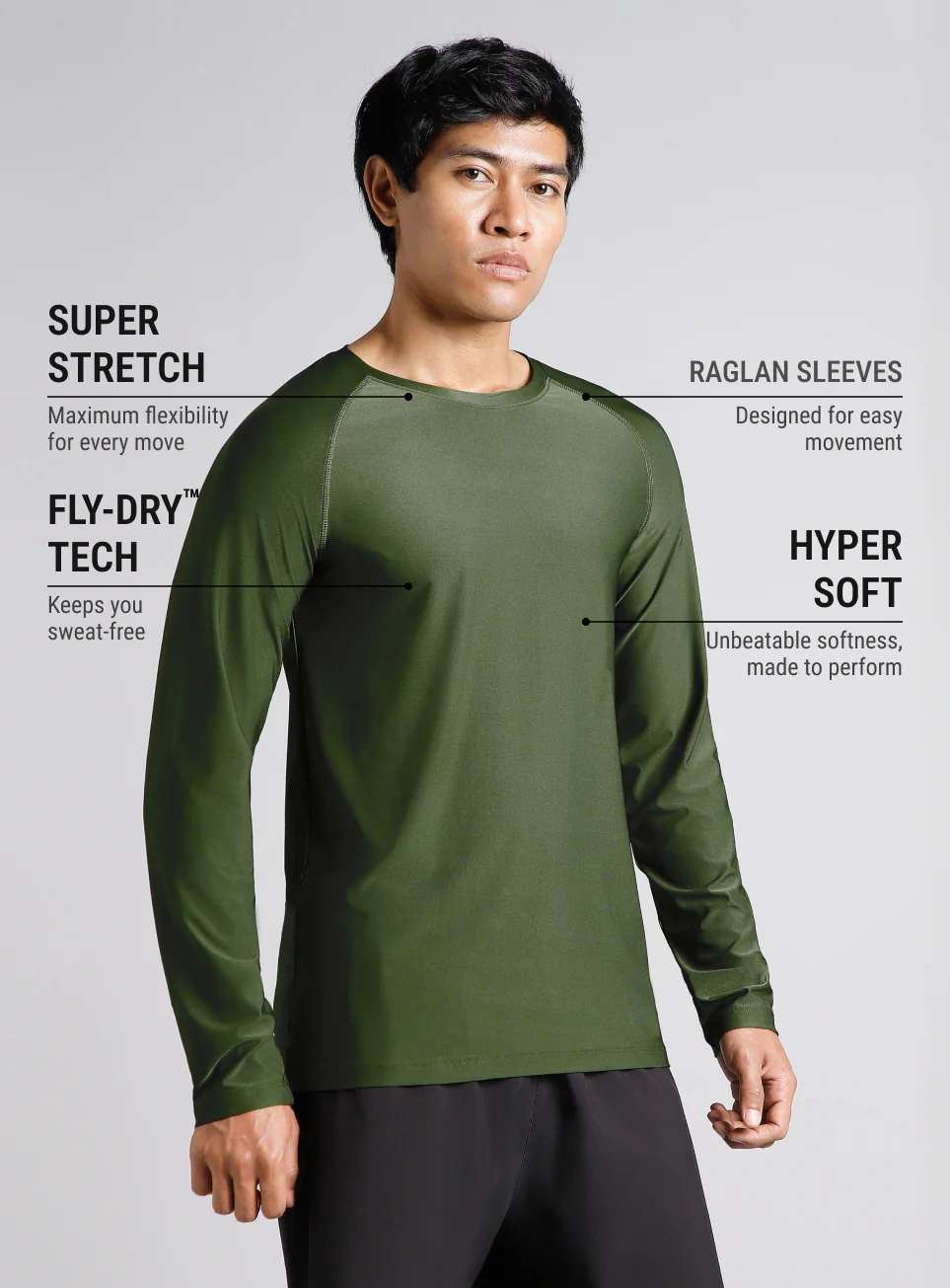 Men's Dark Green Base Layer Run Full Sleeve T-shirt - Image 5