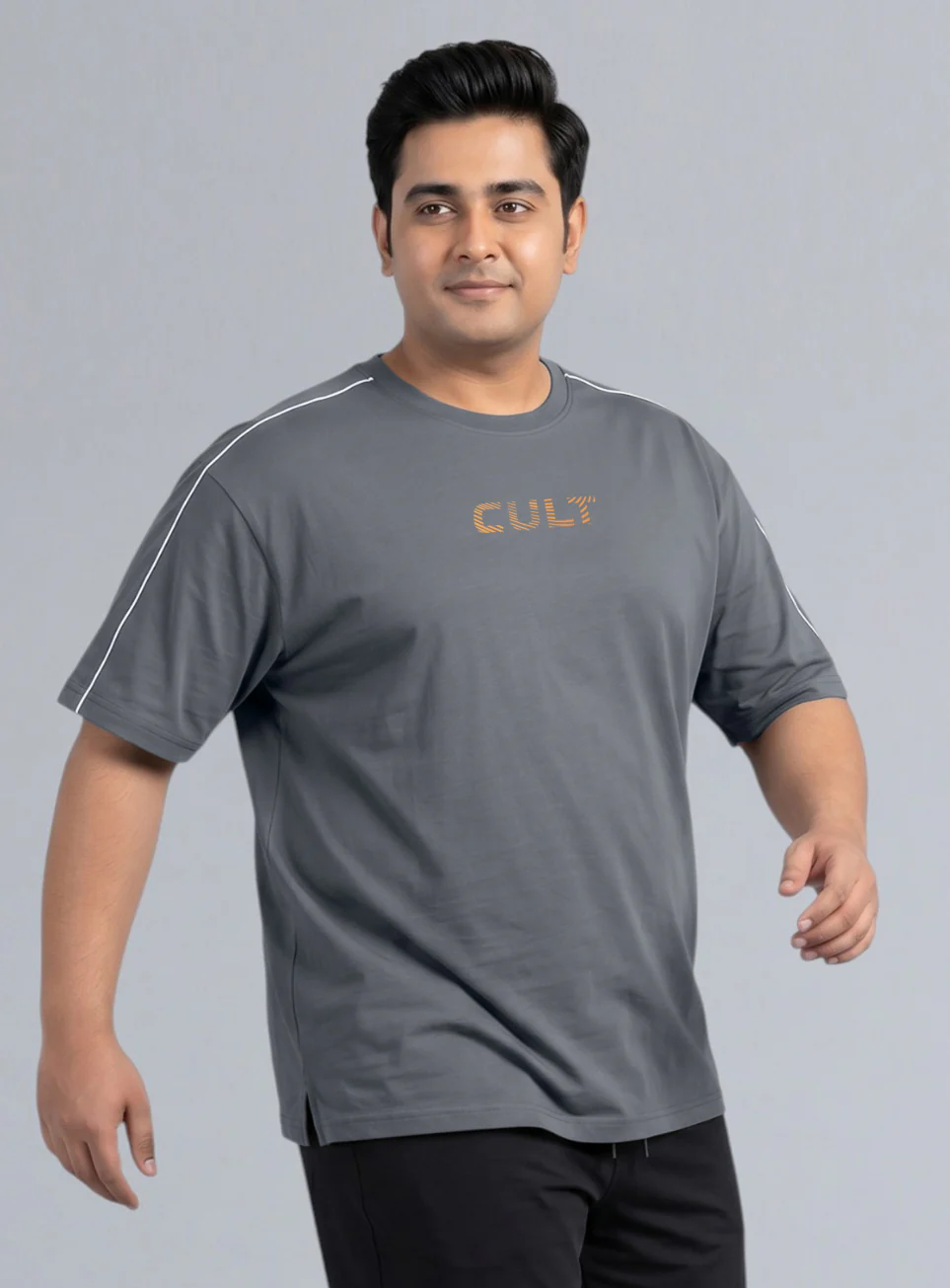Men's Dark Grey Cult Brand Carrier Plus Size Oversized Fit T-shirt