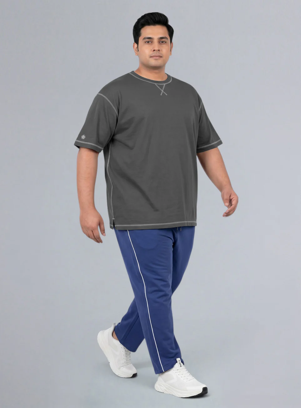 Men's Dark Grey Play Day Plus Size Oversized Fit T-shirt - Image 3