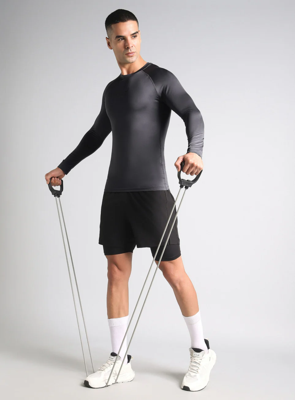 Men's Dark Grey Power Compression Full Sleeve T-shirt - Image 3