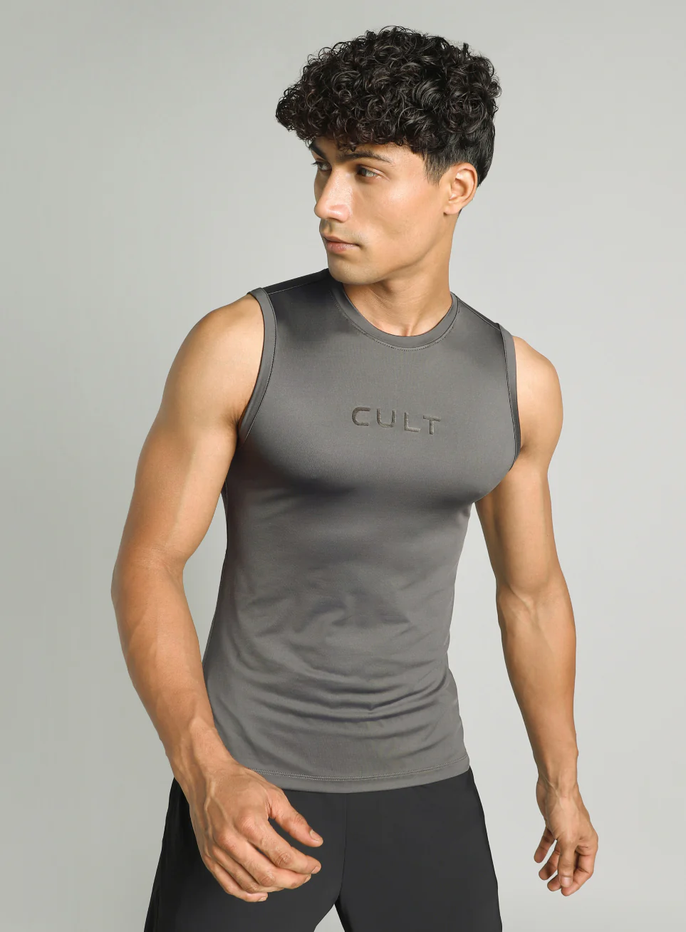 Men's Dark Grey Power Lifter Compression Tank
