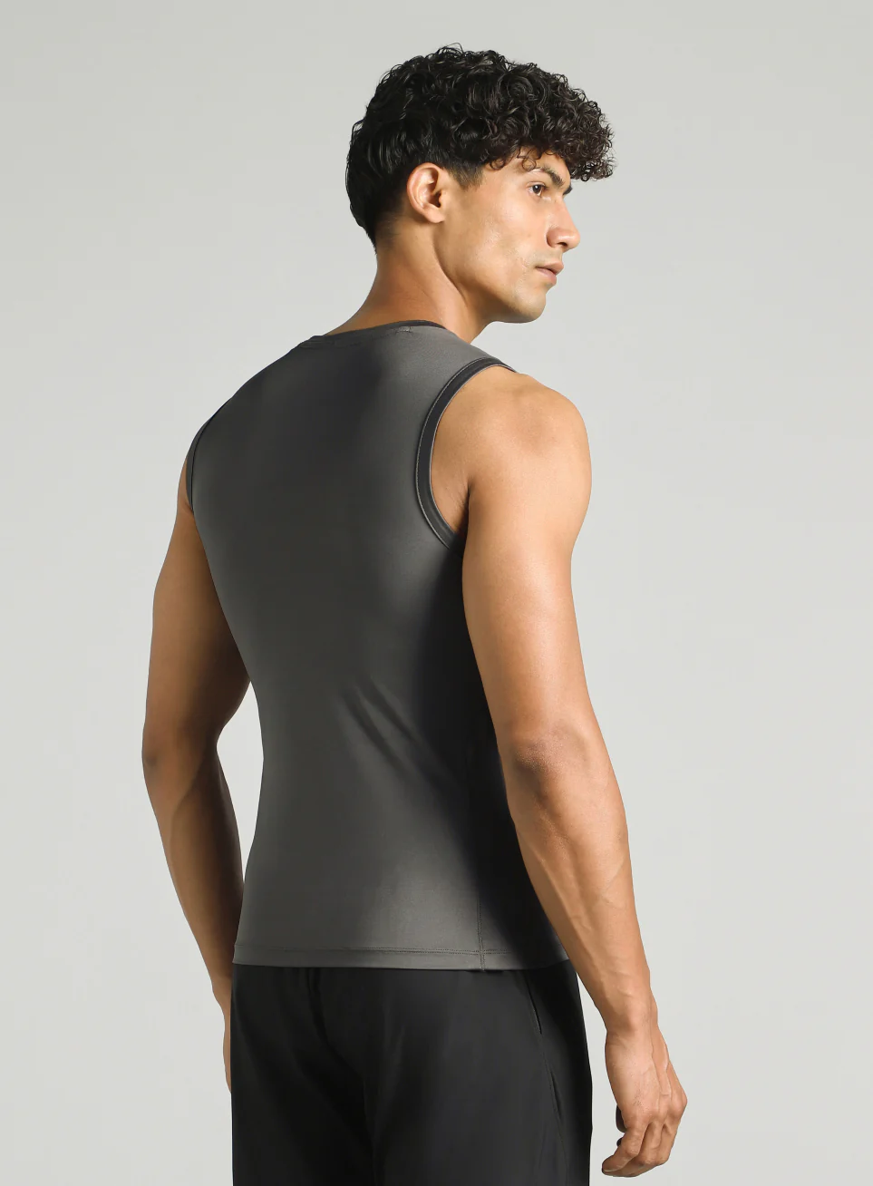 Men's Dark Grey Power Lifter Compression Tank - Image 6