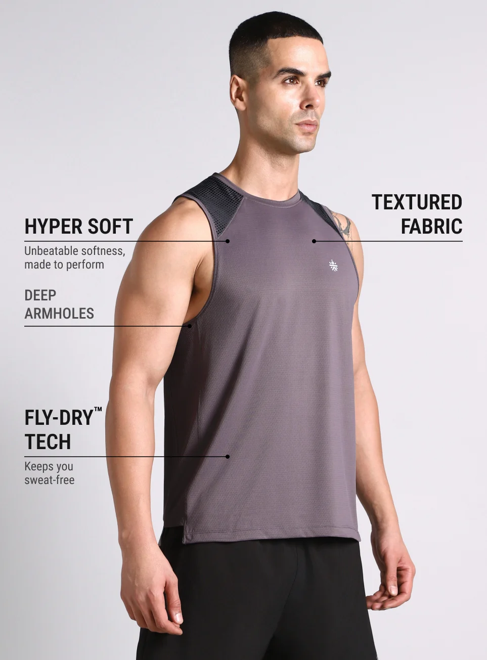 Men's Dark Grey Training Muscle Tank - Image 5