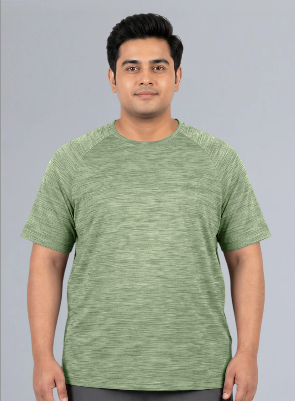 Men's Green Textured Performance Plus Size T-shirt - Image 4