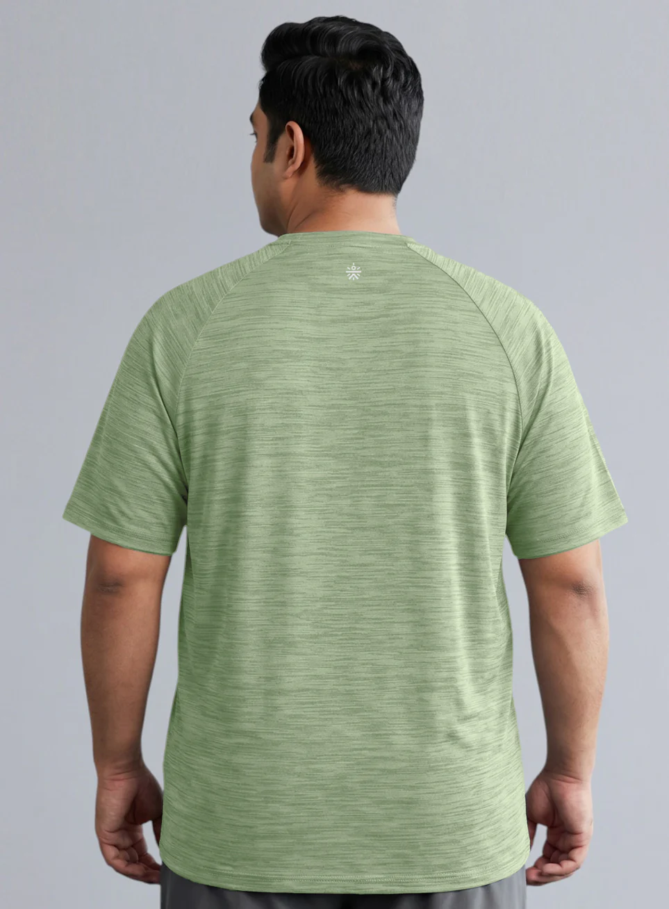 Men's Green Textured Performance Plus Size T-shirt - Image 6