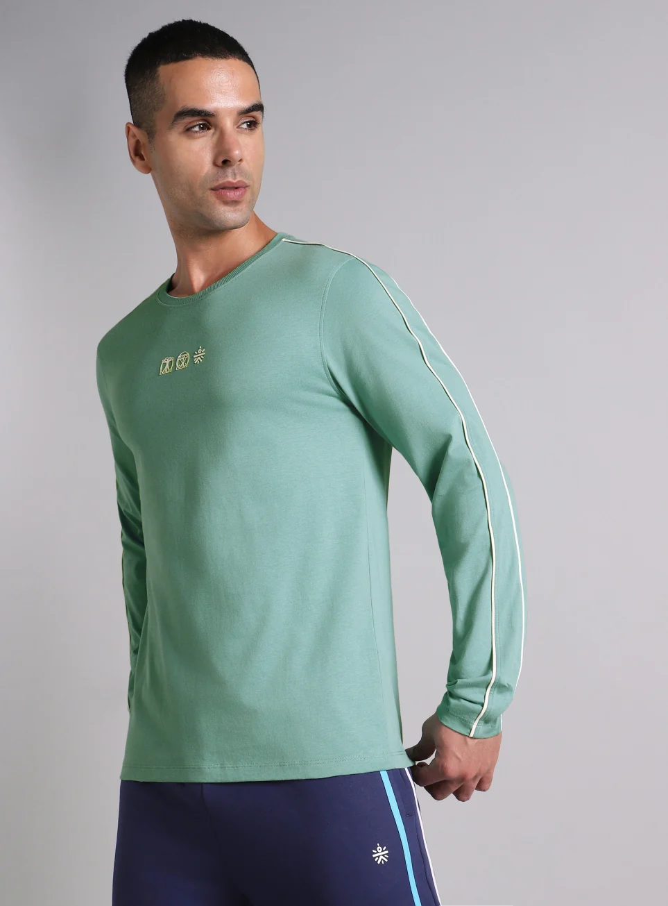 Men's Green V-Man Cult Graphic Print Full Sleeve T-shirt