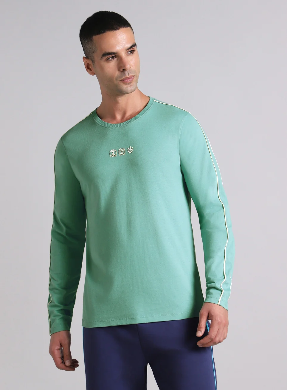 Men's Green V-Man Cult Graphic Print Full Sleeve T-shirt - Image 4
