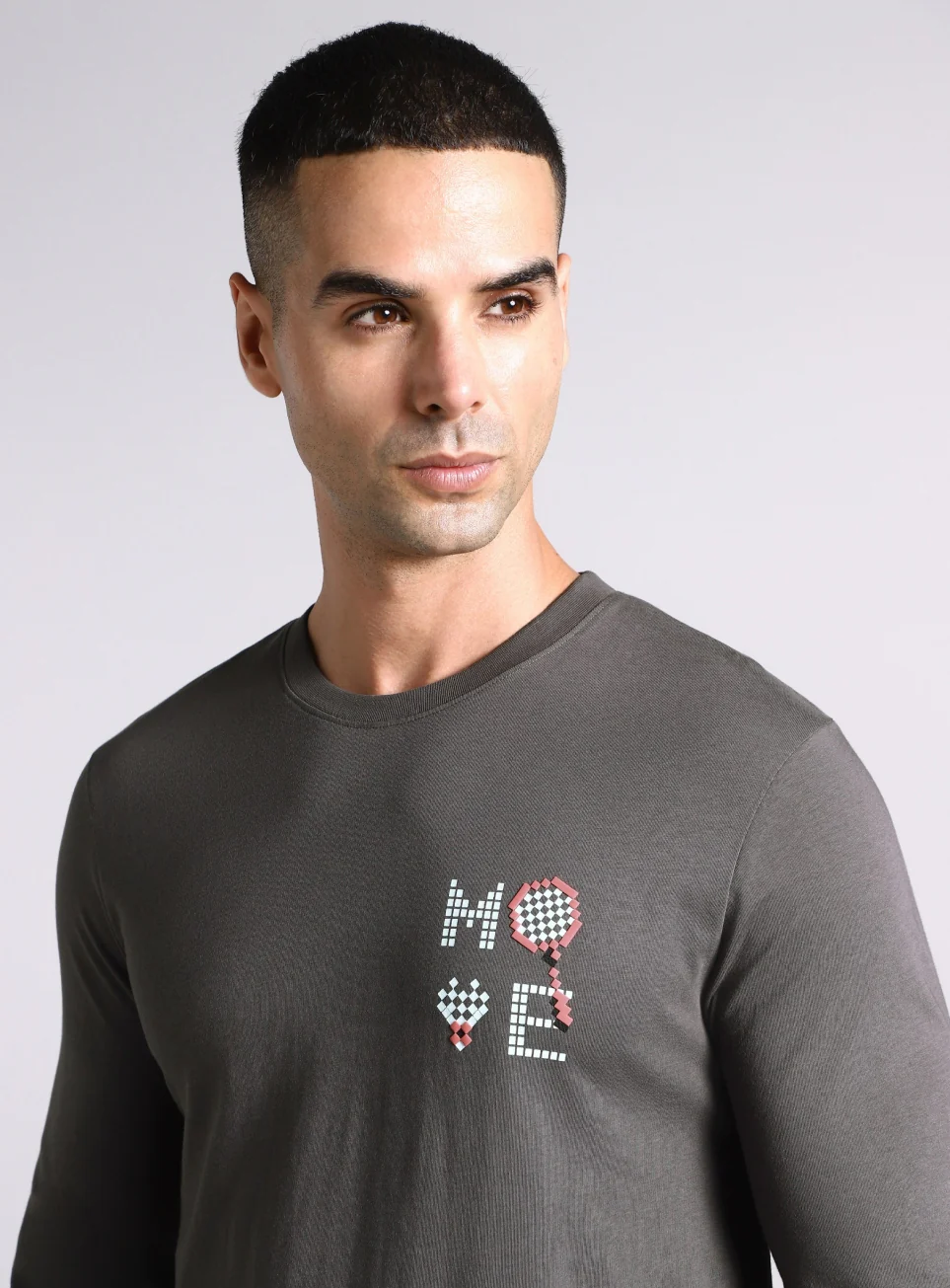 Men's Grey Courtside Print Full Sleeve T-shirt - Image 7