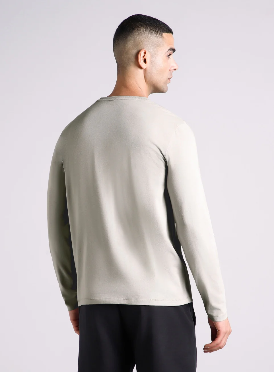 Men's Grey Essential Regular Fit Full Sleeve T-shirt - Image 6