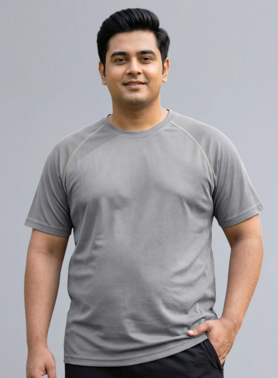 Men's Grey Everyday Workout Train Plus Size T-shirt