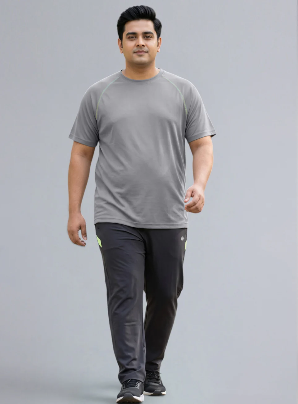 Men's Grey Everyday Workout Train Plus Size T-shirt - Image 2